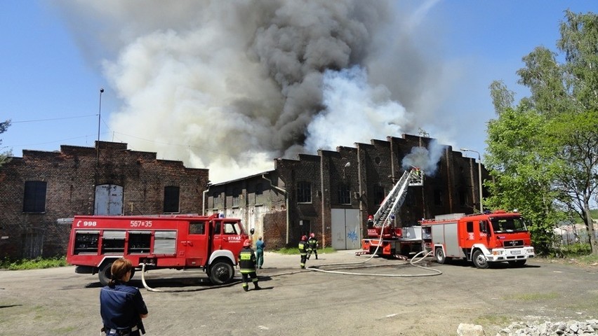 Pożar w byłych zakładach chemicznych w Żarowie. Złapali podpalacza? (ZDJĘCIA)