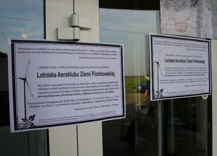 protest na lotnisku w Piotrkowie