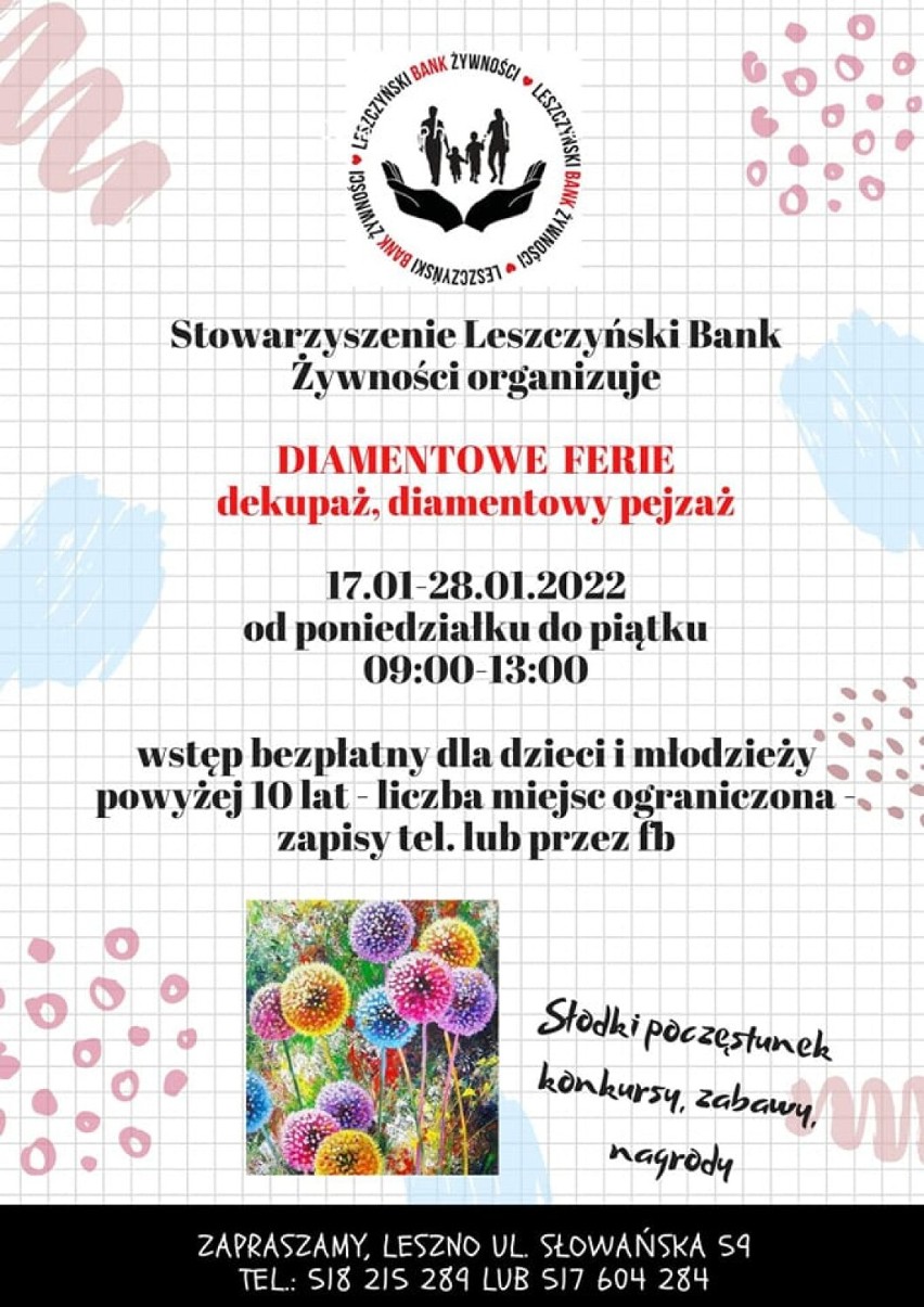 Bezpłatne „Diamentowe ferie” ze Stowarzyszeniem Leszczyński Bank Żywności