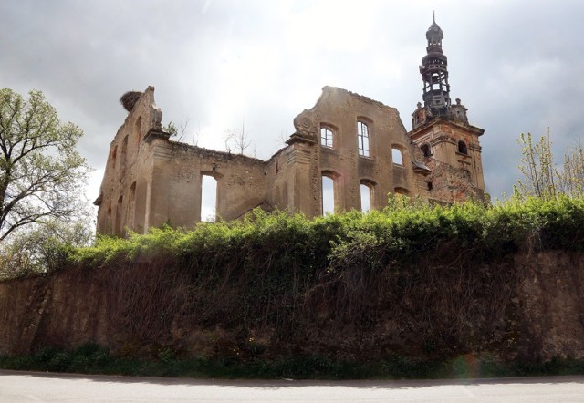 Ruiny kościoła  ewangelickiego w Twardocicach.