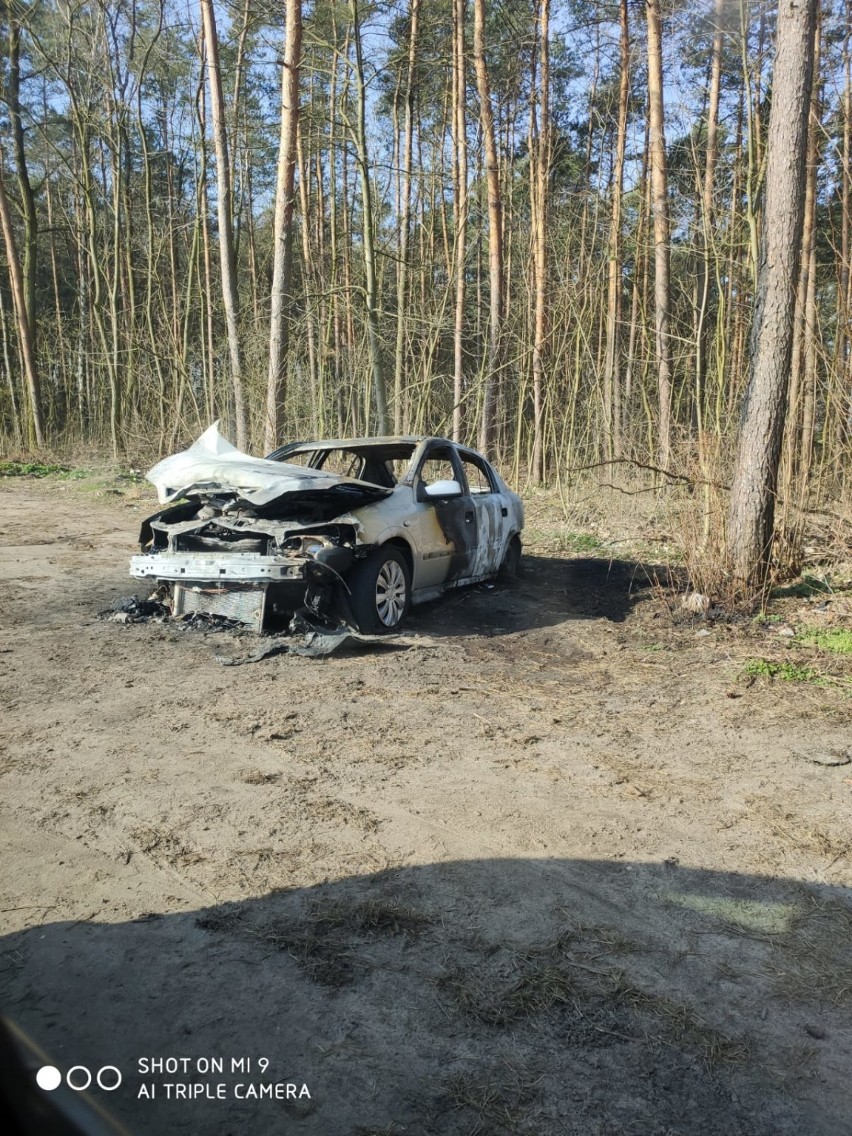 Pożar samochodu przy cmentarzu w Szadku. Prawdopodobne podpalenie