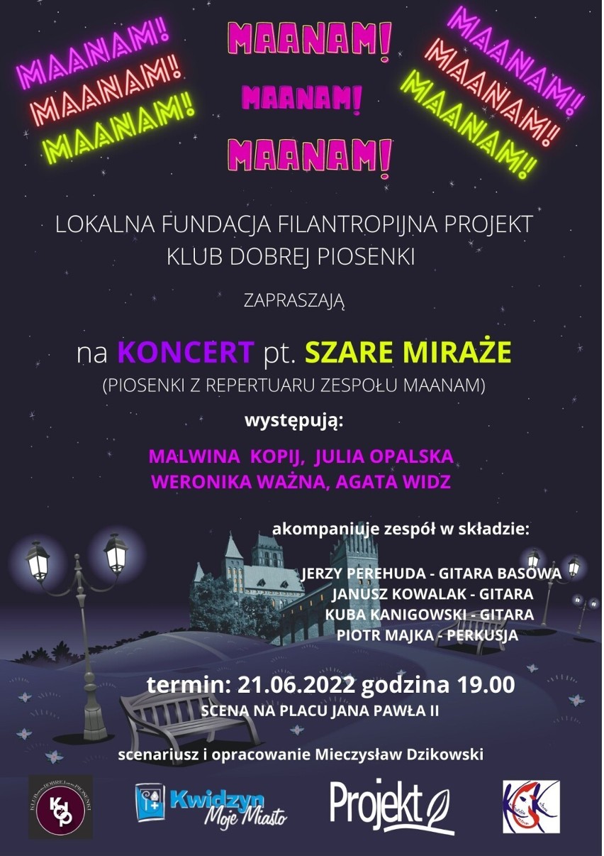 Kwidzyn. Klub Dobrej Piosenki zaprasza na koncert „Szare miraże”. Na scenie plenerowej przed teatrem usłyszymy hity grupy „Maanam”