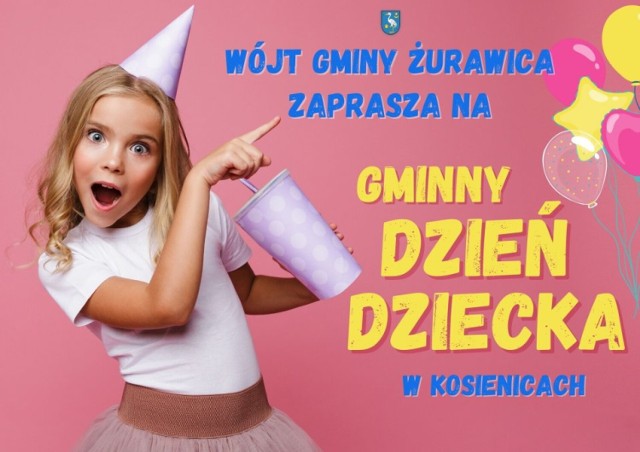 Zaproszenie na imprezę z okazji Dnia Dziecka w Kosienicach w niedzielę.