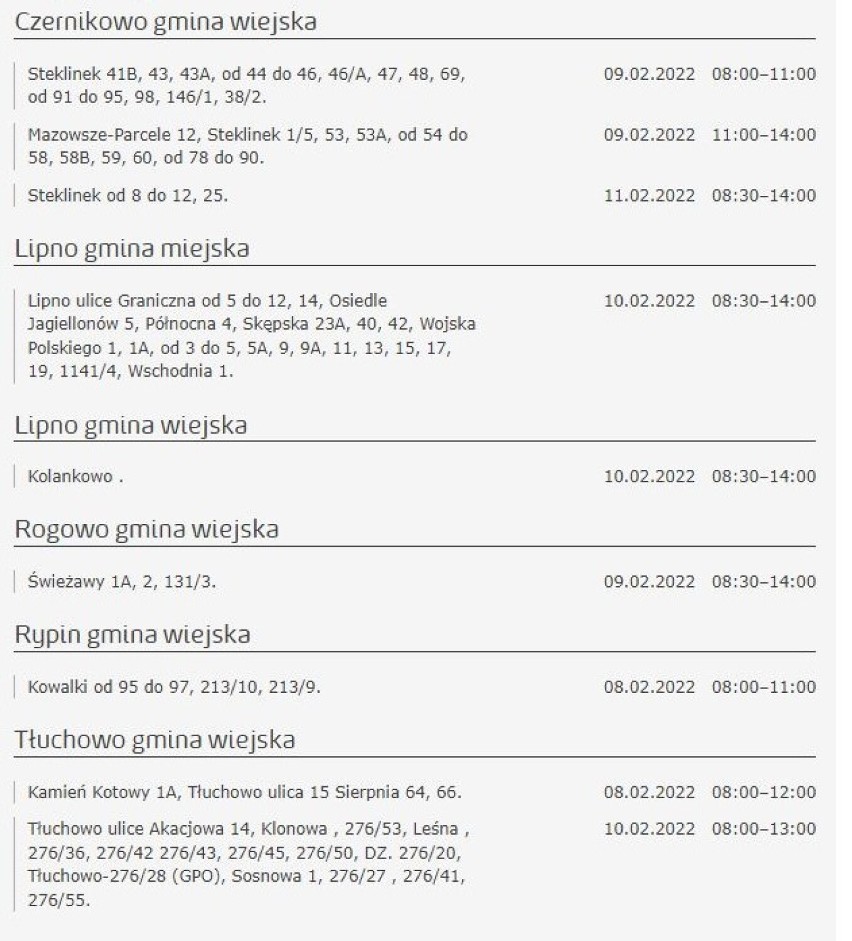 Wyłączenia prądu w Kujawsko-Pomorskiem. Wiemy gdzie i kiedy [miasta, gminy - 10 lutego 2022]