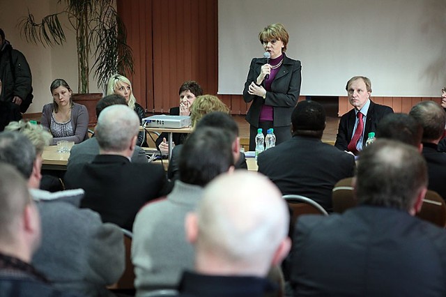 Hanna Zdanowska, prezydent Łodzi, podczas poniedziałkowego spotkania z pracownikami ZWiK.