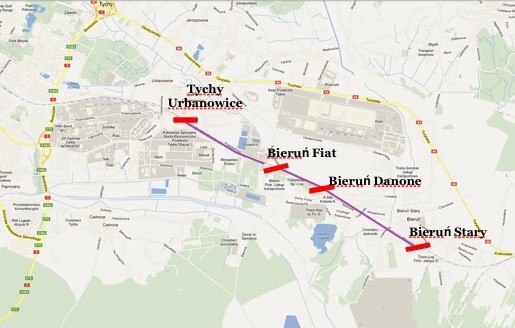 Trasa szybkiej kolei z Tychów do zakładów Fiata i Danone