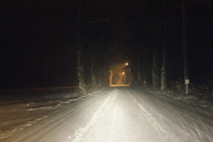 Zimowa szata na drodze Polanowice-Kruszwica