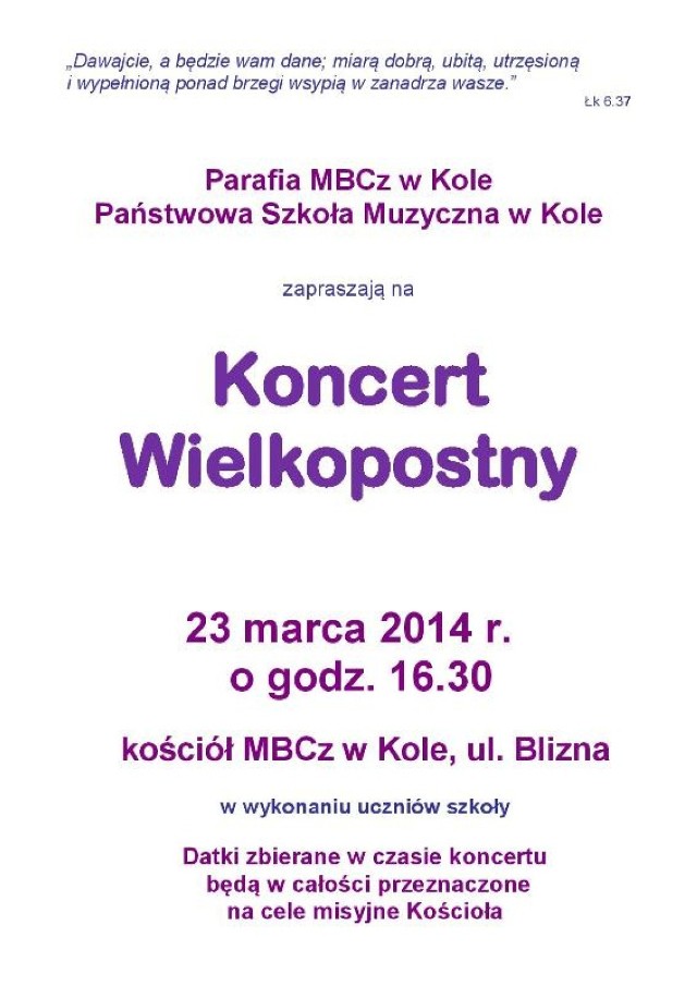 Koło. Koncert Wielkopostny