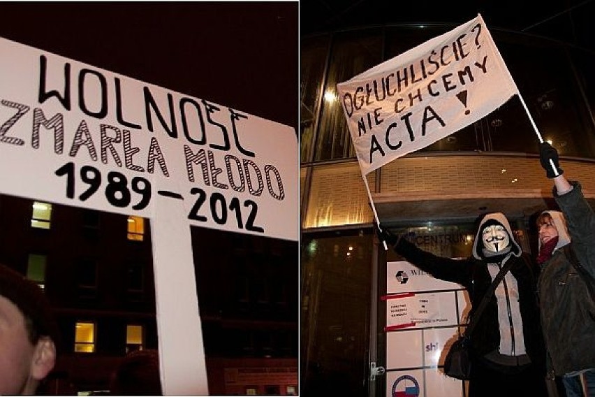 Protest przeciwko ACTA w Warszawie - zdjęcia