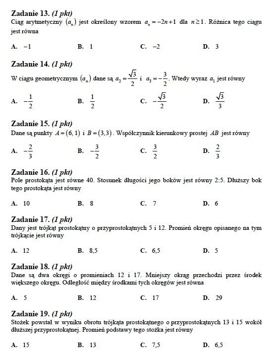 Próbna matura 2012: Test z matematyki i ODPOWIEDZI