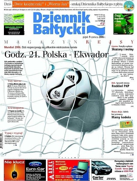 Mecz Polska-Ekwador, okładka z 9 czerwca 2006 r.