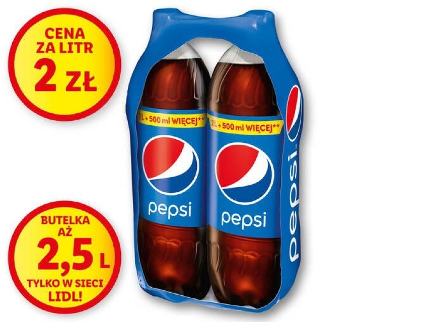 Lidl

Pepsi, XXL
45% TANIEJ*
9,99 zł
2 x 2,5 l/1 opak. 1 l =...