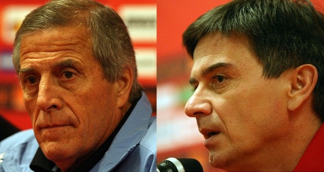 Oscar Tabarez i Waldemar Fornalik (z prawej)