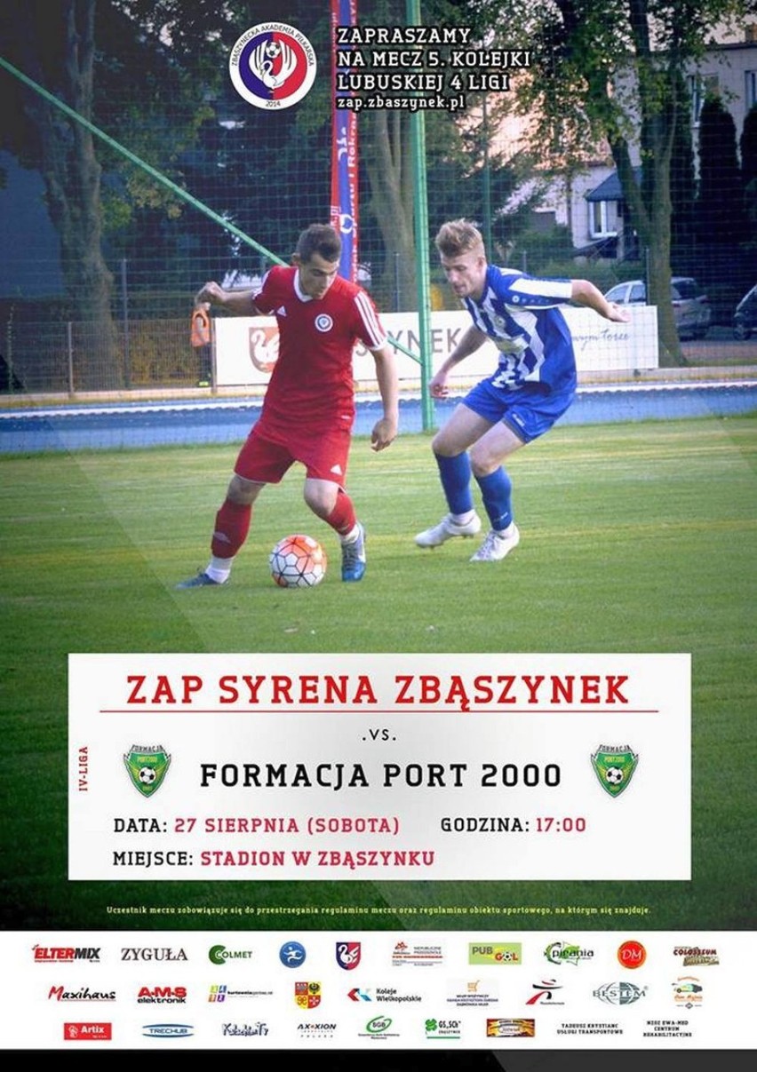 IV Liga piłki nożnej - Grupa Lubuska ZAP Syrena Zbąszynek - Formacja Port 2000 Mostki 2:1 (0:1)