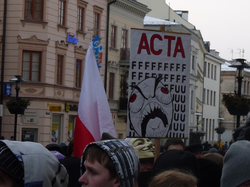 Protest przeciwko ACTA w Lublinie (ZDJĘCIA, WIDEO)