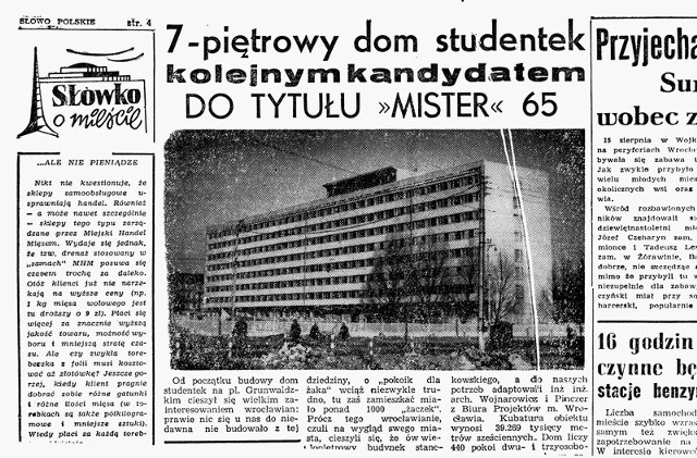 W 1965 roku &quot;Dwudziestolatka&quot; miała zostać... &quot;Misterem Wrocławia&quot;