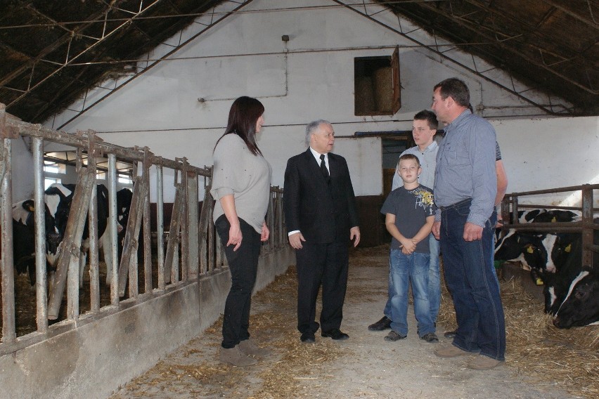 Jarosław Kaczyński odwiedził gospodarstwo w powiecie...