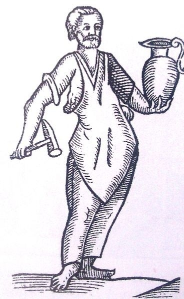 Drzeworyt na okładce Officina ferraria, przedstawiający prawdopodobnie Walentego Roździeńskiego