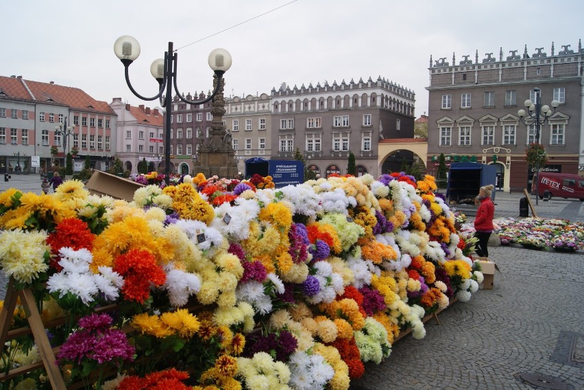 Rynek w Raciborzu zmianił się w jarmark kwiatów na Wszystkich Świętych
