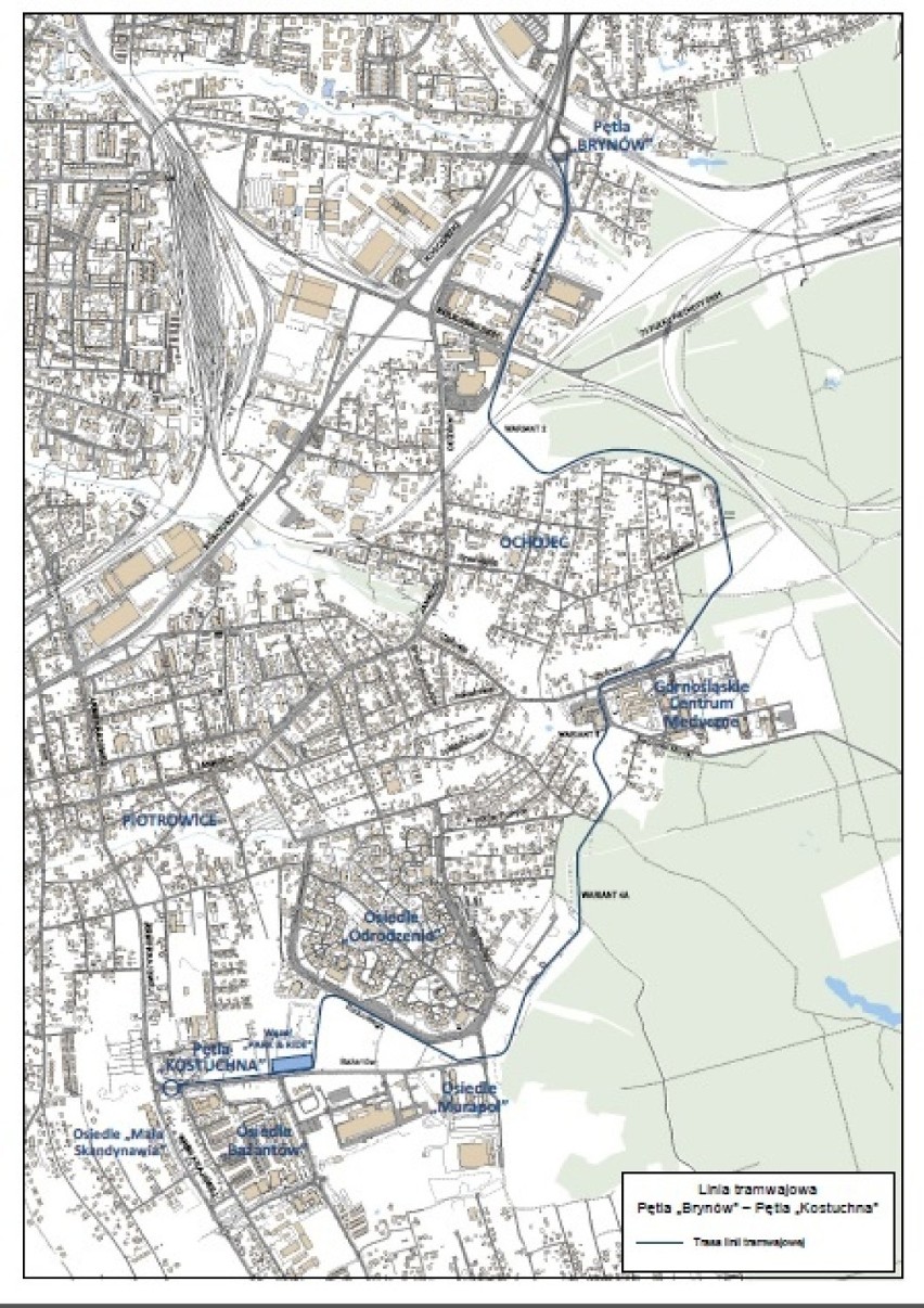 Plan budowy nowej linii tramwajowej, tzw. Tramwaju...