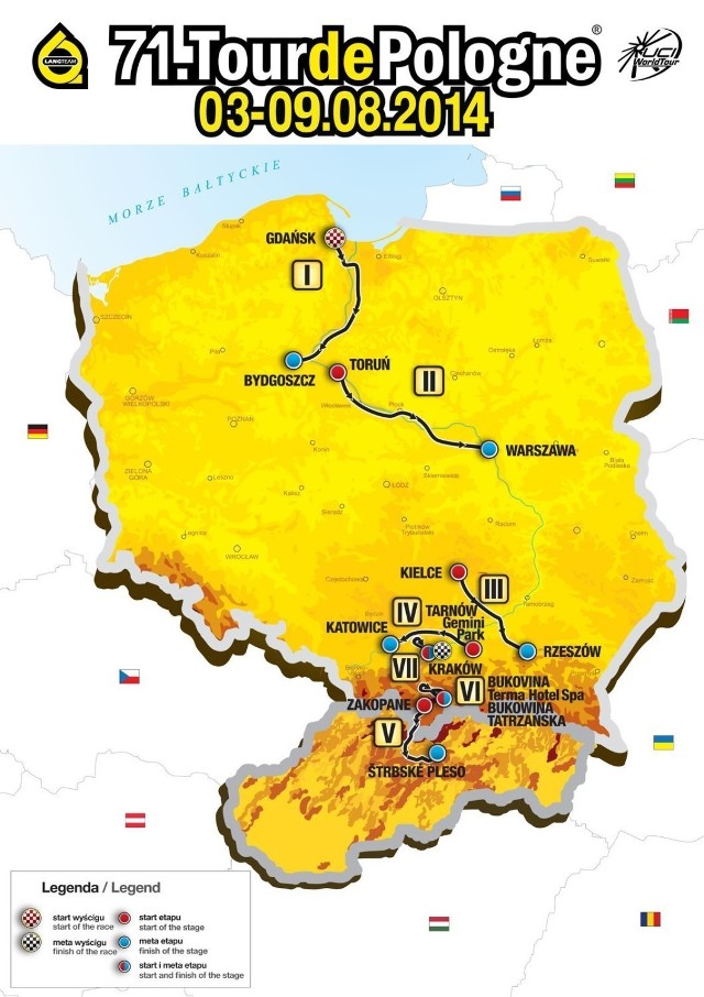 Mapka 71. Tour de Pologne.