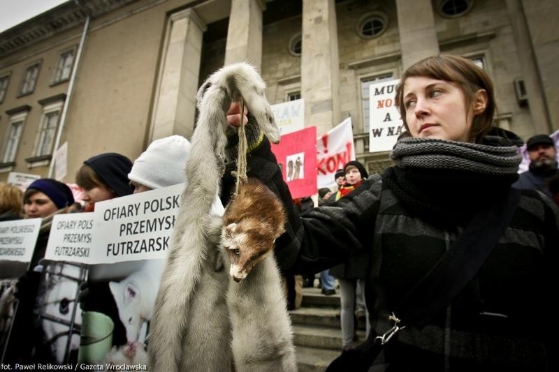 Protest przeciw fermie norek: Wrocław europejską stolicą tortury (ZDJĘCIA)