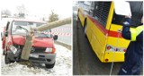 Wypadek z udziałem autobusu MPK w Nowej Wsi. Bus uderzył w słup [zdjęcia, wideo]