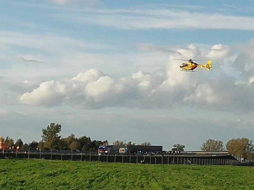 Wypadek na autostradzie A1. 37-latka trafiła do szpitala