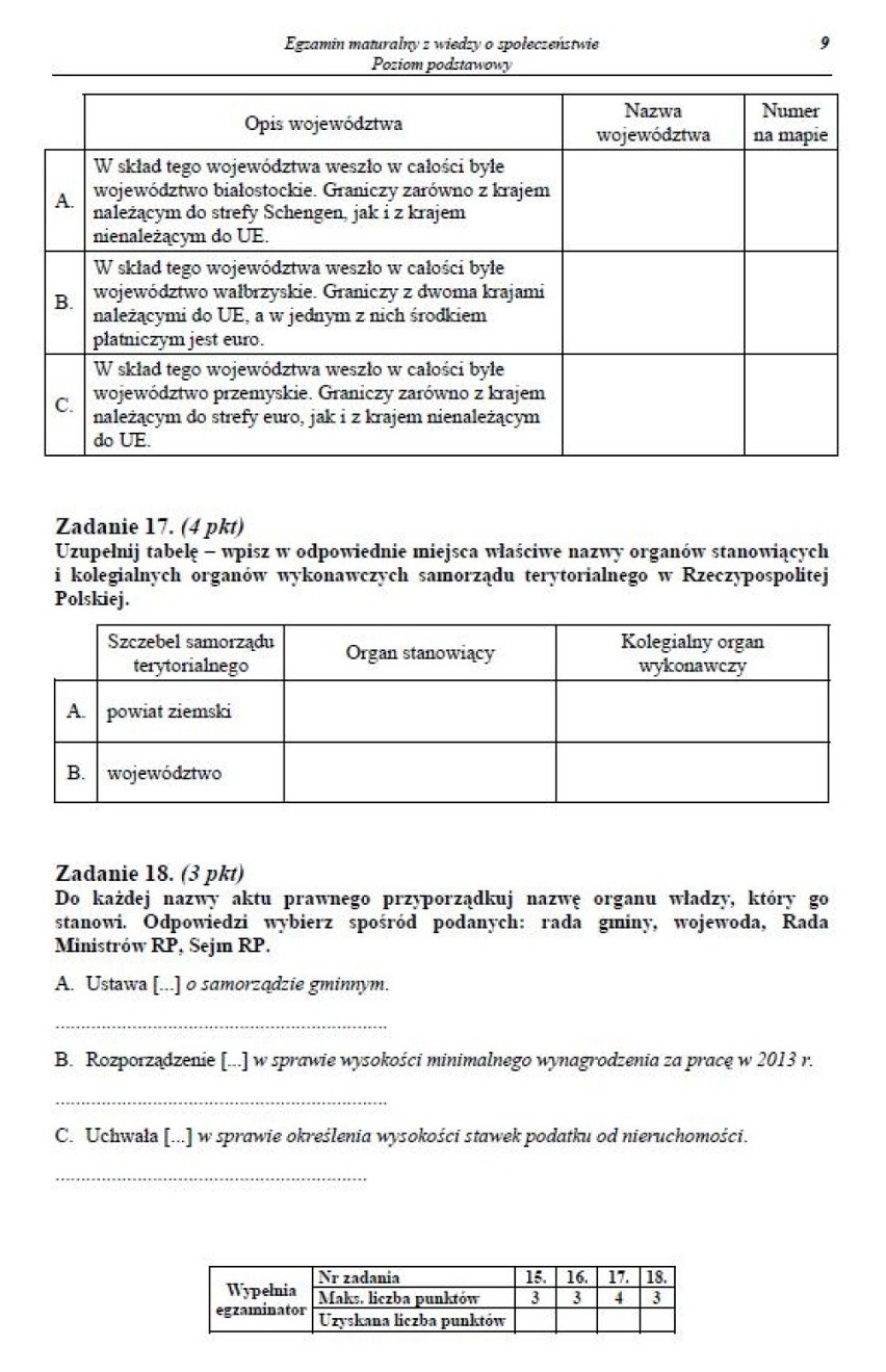 Matura 2014 WOS  - poziom podstawowy