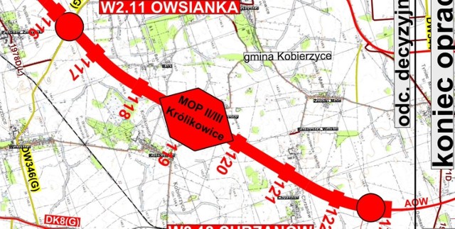 Przebieg "ekspresówki" w okolicach Wrocławia - do połączenia z istniejącą S8 pod Domasławiem