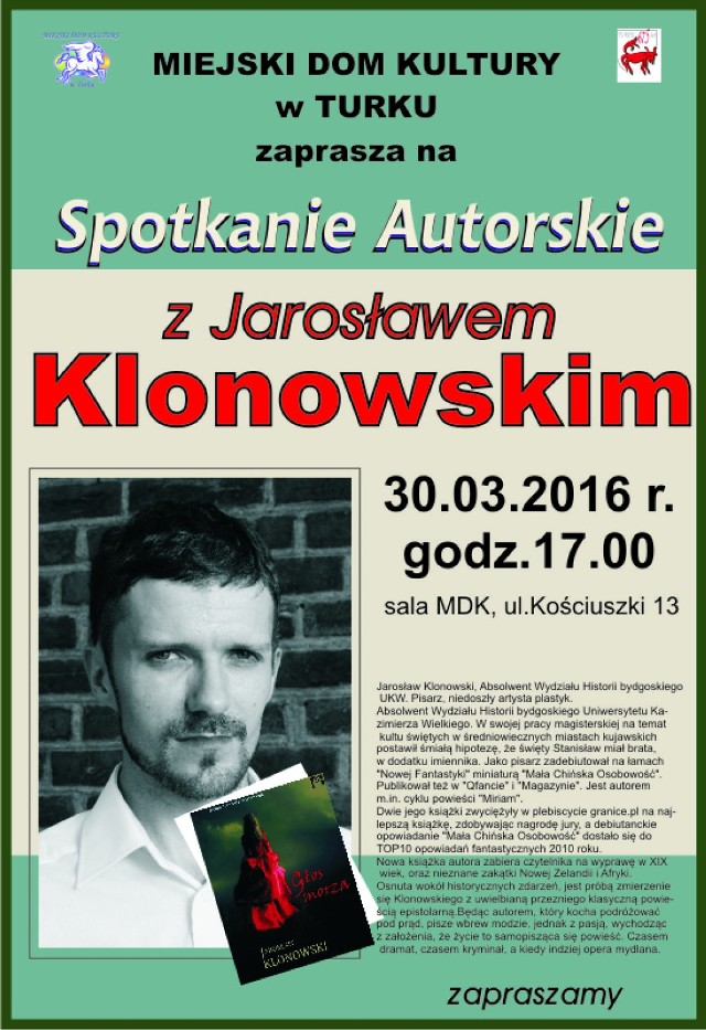MDK w Turku: Spotkanie autorskie z Jarosławem Klonowskim