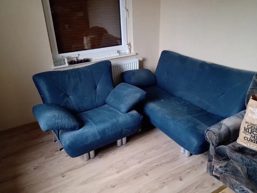 Sofa plus fotel  do wyczyszczenia