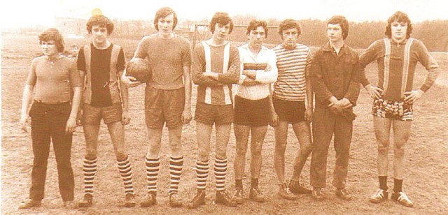 Rok 1975. Od lewej - Antoni Urbańczyk, Jerzy Jochemczyk, Alojzy Lipa, Alfred Cuber, Roman Kała, Jan Urbańczyk, Jan Penczek, Józef Szklorz