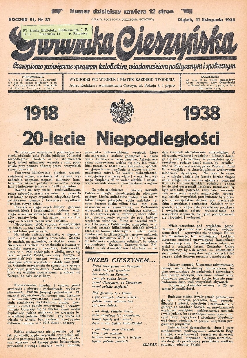 Zobacz, o czym i jak pisały śląskie gazety w listopadzie 1918 i 1938 roku [REPRINTY]