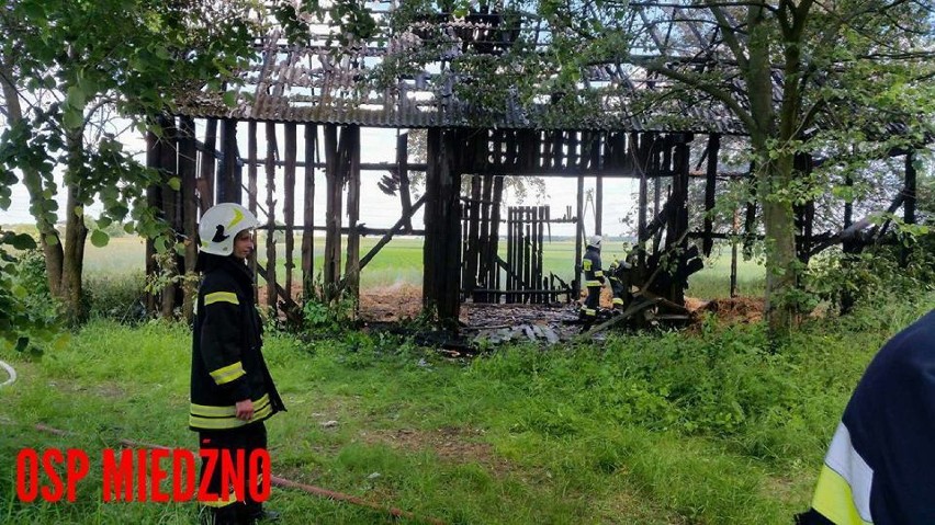 Pożar stodoły w Miedźnie. Jedna osoba poparzona 