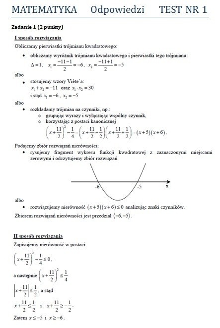 Matura 2012: Test z matematyki - odpowiedzi