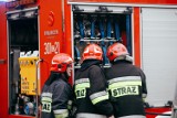 Strażacy usuwają plamę oleju na DK numer 25, niedaleko Mąkowarska