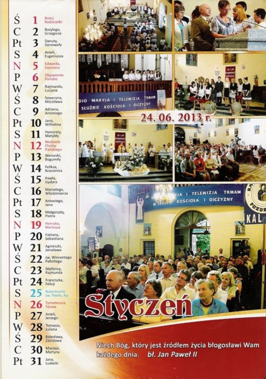 Kalendarz pielgrzymkowy i parafialny - Dzierżawy 2014