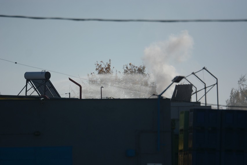 Pół tony amoniaku wyciekło w chłodni w Grudziądzu. Akcja trwała wiele godzin [wideo, zdjęcia]