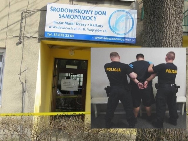 Środowiskowy Dom Samopomocy w Wadowicach, w kt&oacute;rym doszło do ataku nożownika. Jacek J. usłyszał zarzuty, trafił do aresztu, ale uznano go za niepoczytalnego.