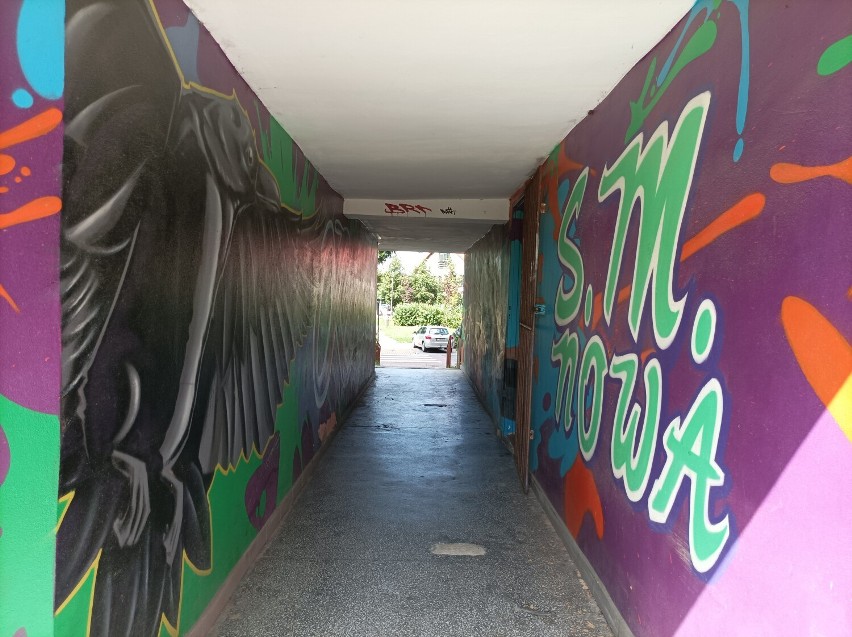 Graffiti tematyczne w jednym z przejść łącznikowych między...