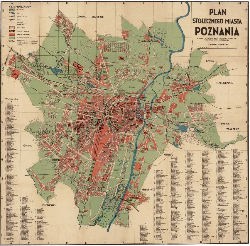 Plan Stołecznego Miasta Poznania 1937 rok wyk. Miejski Urząd...