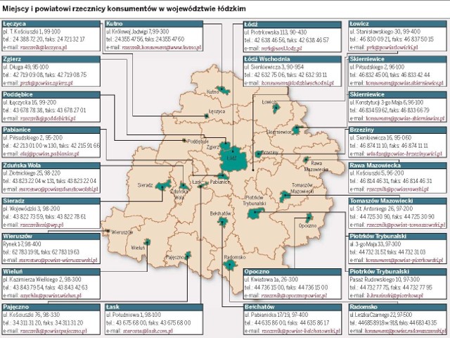 Miejscowi i powiatowi rzecznicy konsumentów w województwie łódzkim