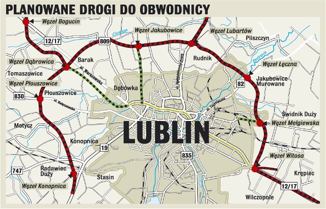 Planowane dojazdy do obwodnicy Lublina