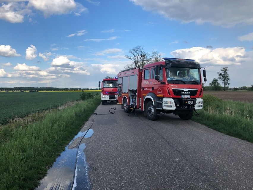 Pożar samochodu na trasie Przylepki-Brodnica