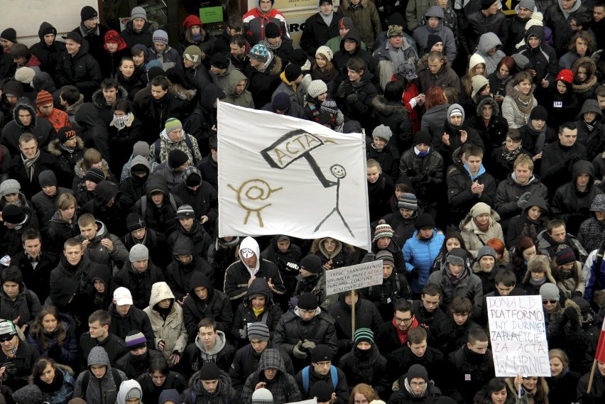 Protest przeciwko ACTA w Lublinie (ZDJĘCIA, WIDEO)