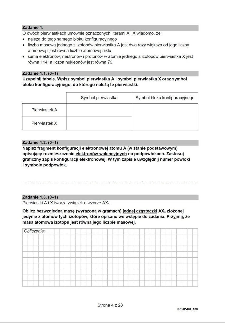 Matura 2023: arkusz z chemii w formule 2015