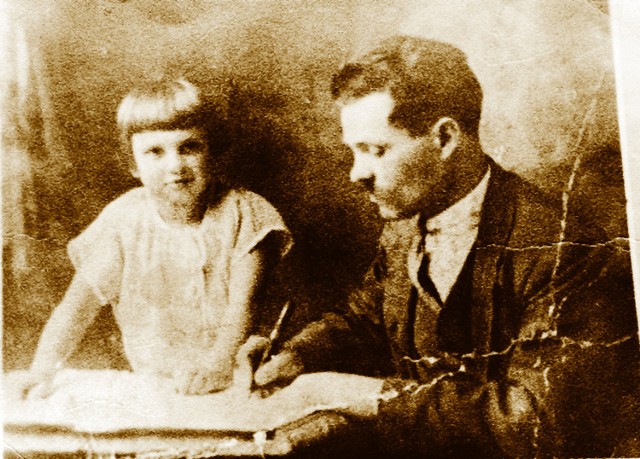 Nestor Machno z córką Lusią na emigracji w Paryżu, 1928 r.