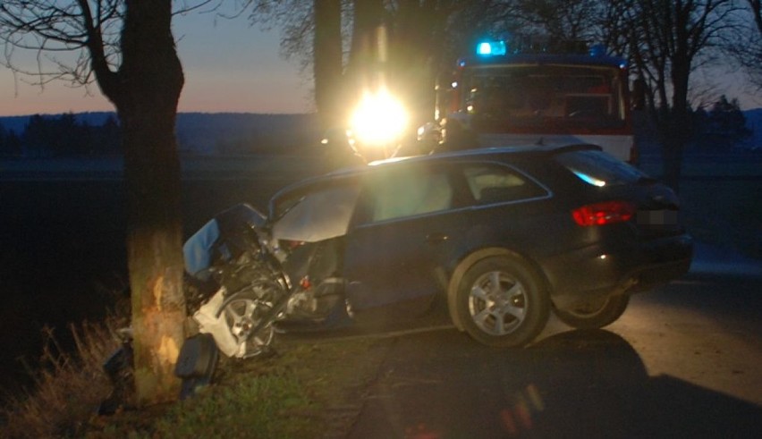 Wypadek w Bronisławowie. Samochód uderzył w drzewo, za kółkiem 17-latek