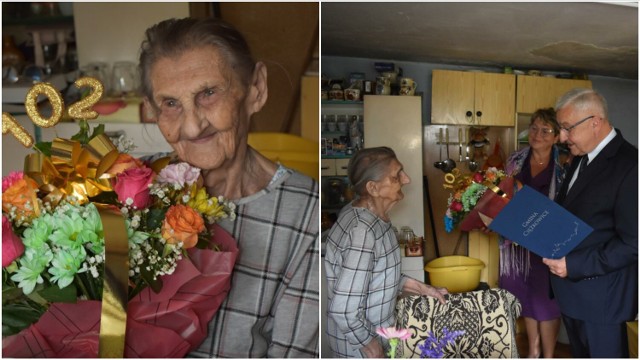 Wizyta gości w dniu 102. urodzin sprawiła pani Marii dużą radość